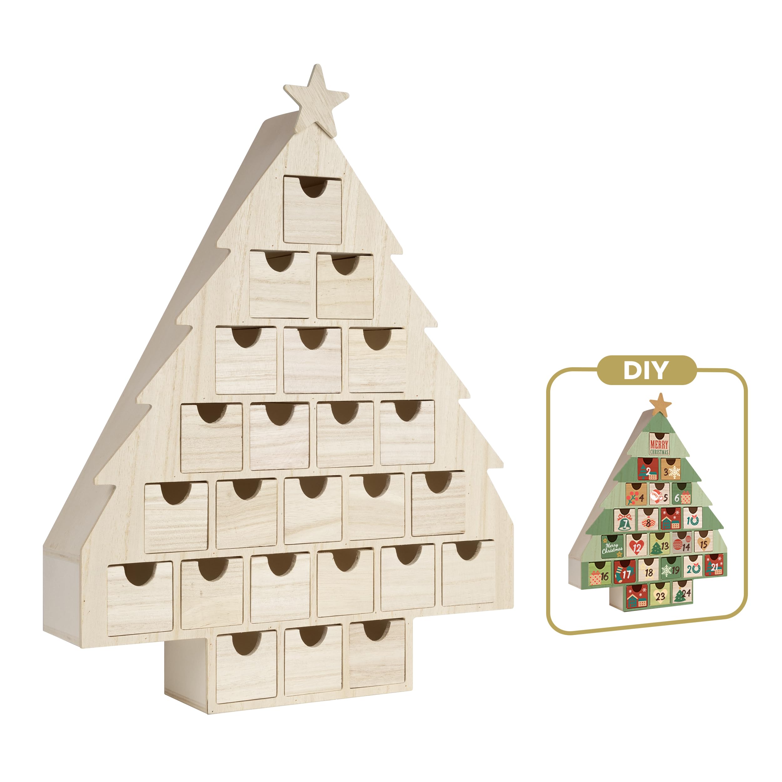 Amazon.com: Sunlit Christmas Wooden Advent Calendar with Drawers